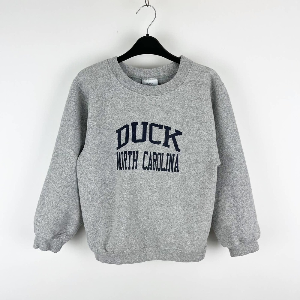 Vintage Duck North Carolina Youth Gray Cotton Exchange Crewneck Sweatshirt USA